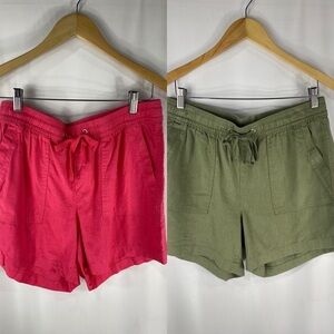 Nautica XXL Olive Pink Linen Blend Shorts Lot